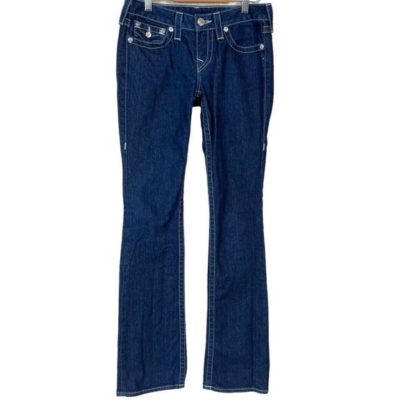 True Religion Becky Rhinestone Flap Pocket Jeans Style# WS2564C47 - Picture 2 of 16